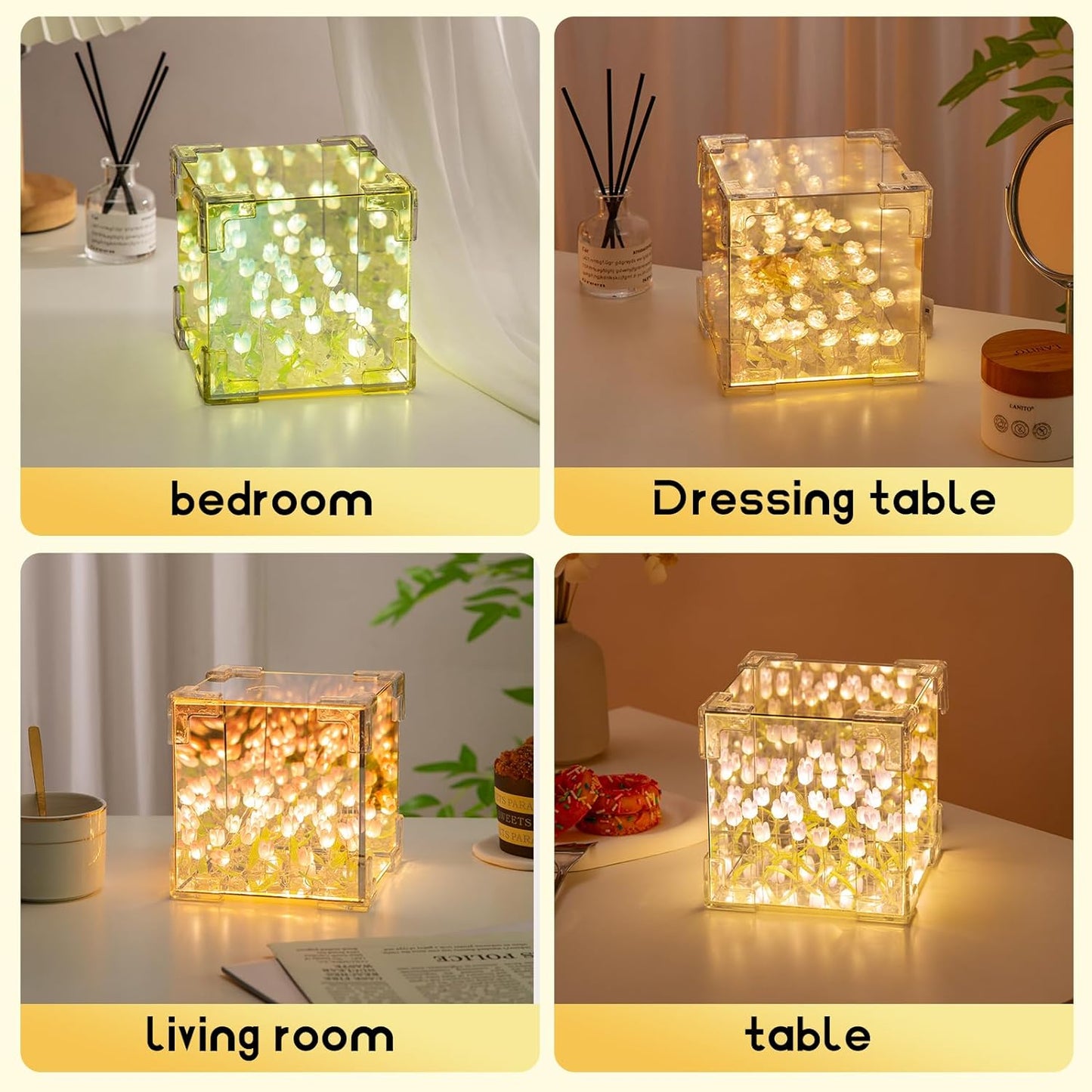 Luxora Tulips Cube Mirror Lamp