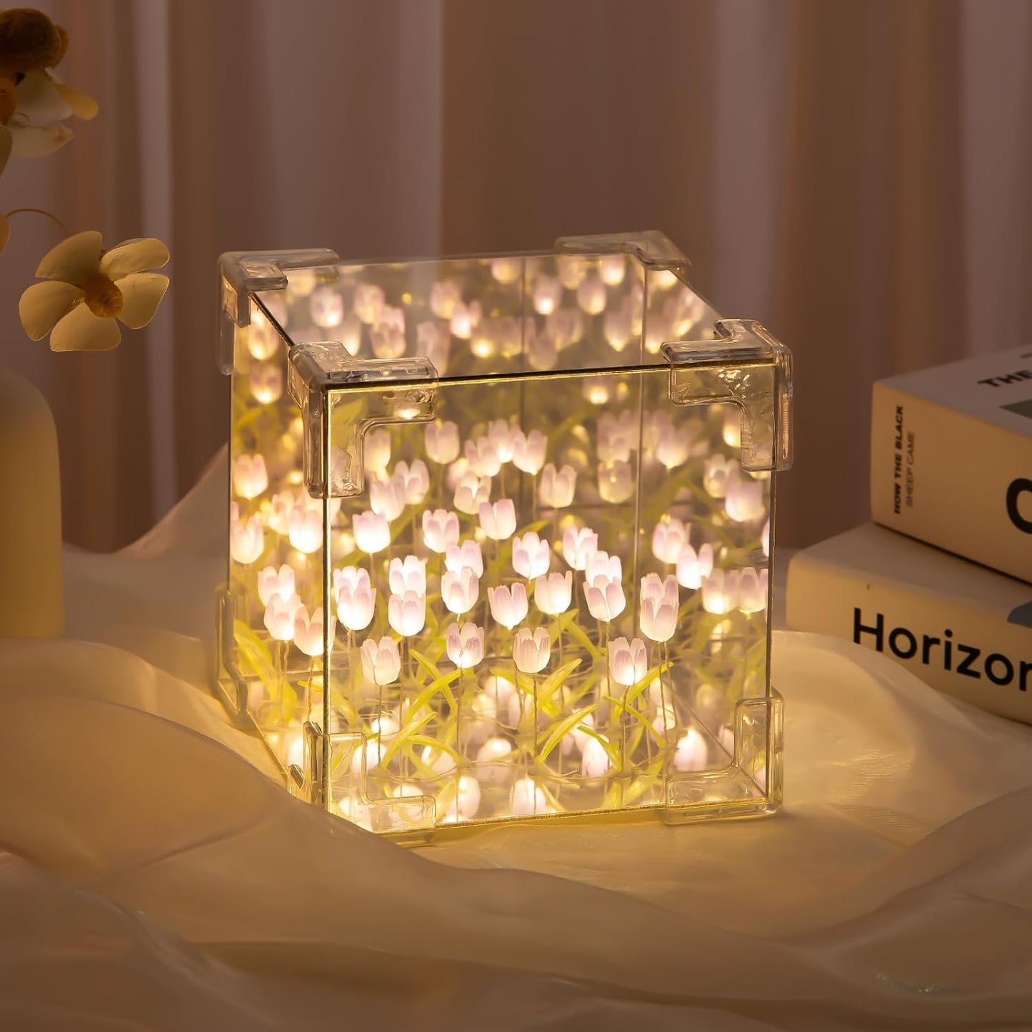 Luxora Tulips Cube Mirror Lamp