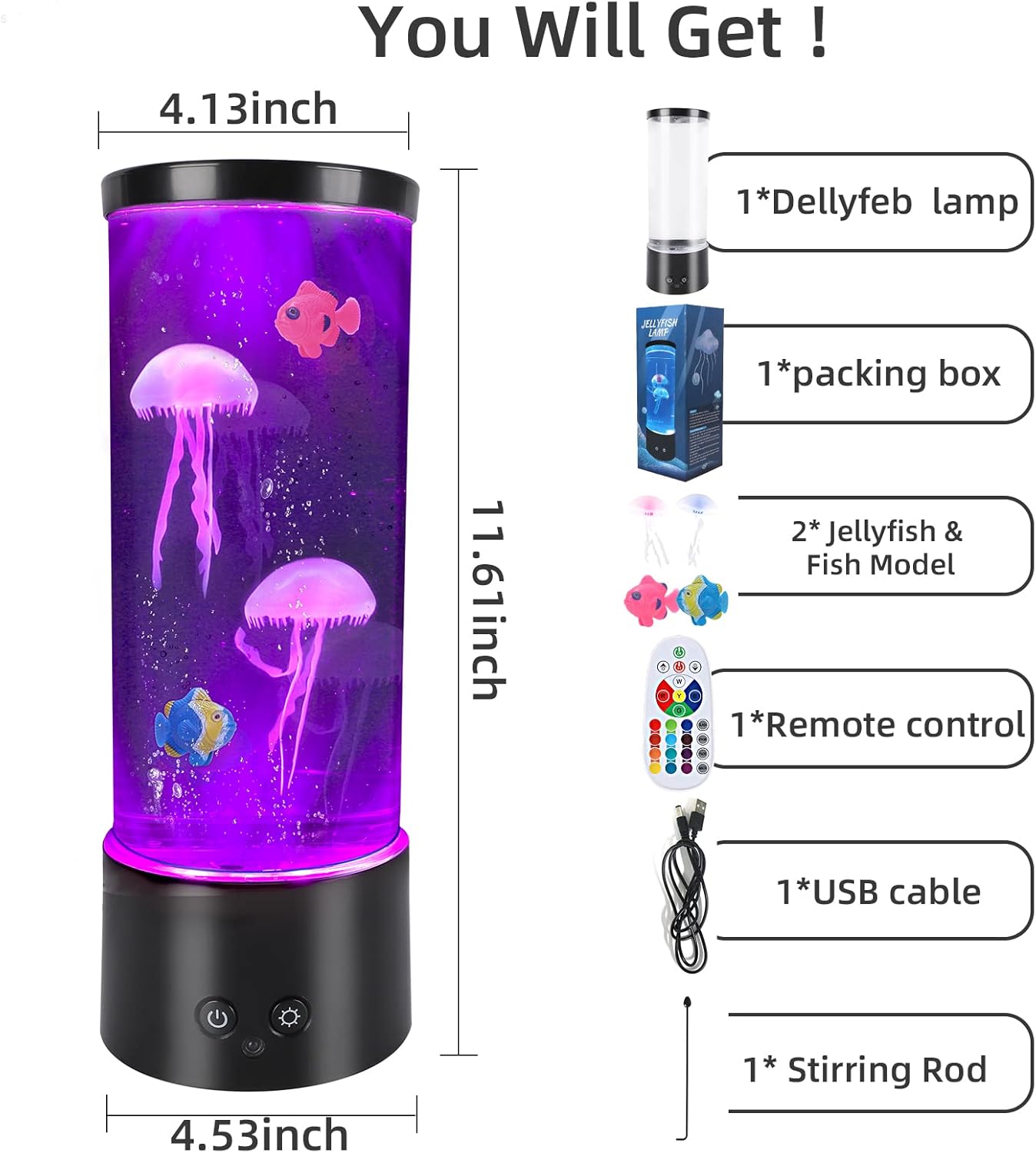 Luxora Jellyfish Lamp with 16 Color Changing LEDS and 4 Mode